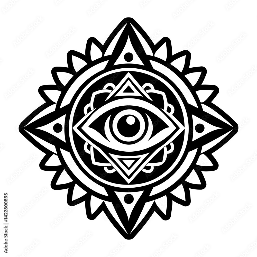 A filled style icon of shamanic eye symbol A filled style icon of shamanic eye symbol