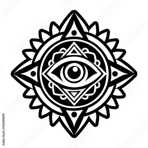 A filled style icon of shamanic eye symbol