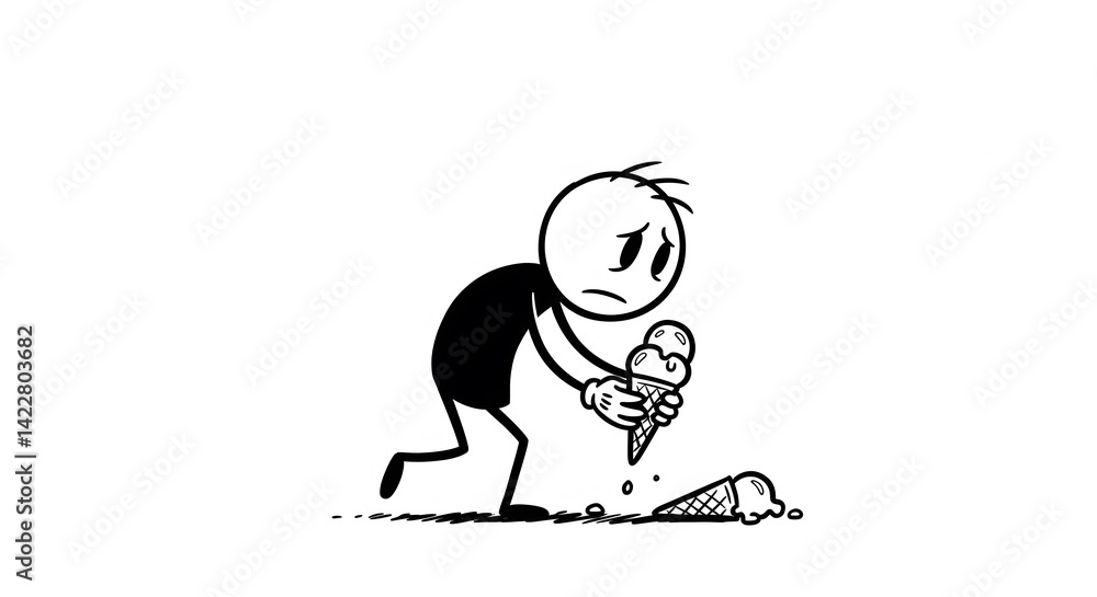 Dropped Ice Cream: A Stick Figure's Sad Moment