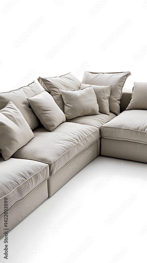 Fototapeta premium White couch with pillows on it