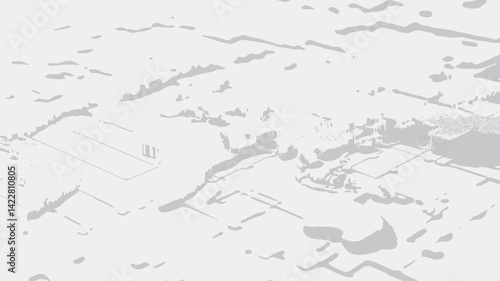 high angle close-up view of an abstract three-dimensional topographic map rendered in monochrome white. The image's surface is richly textured, with subtle variations in shading suggesting depth.