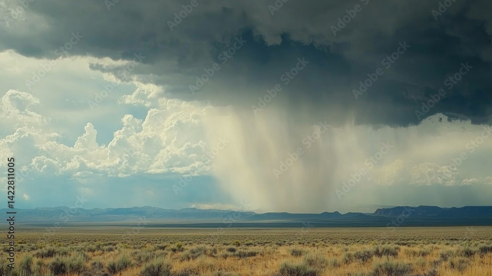 Vast desert landscape during a dramatic thunderstorm. Vast desert landscape during a dramatic thunderstorm.