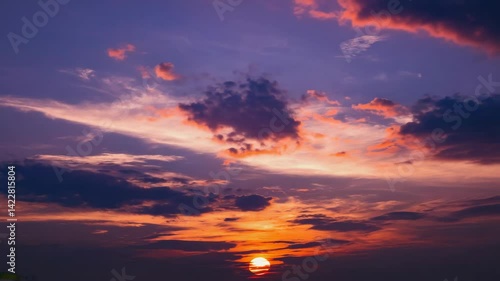 Golden Horizon: Time-Lapse of a Vibrant Sunset Sky