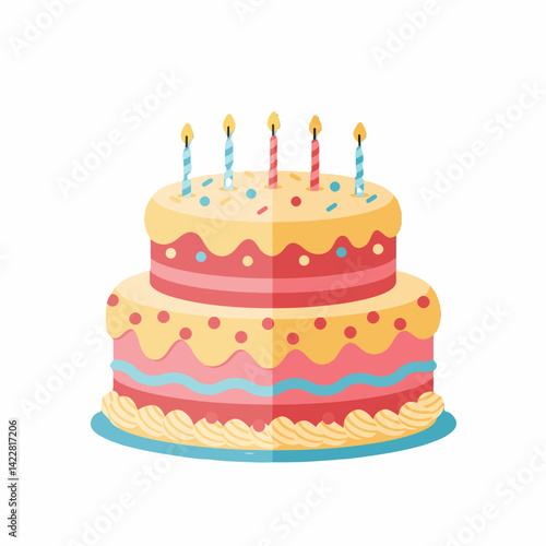TwoTiered Birthday Cake with Colorful Sprinkles and Candles