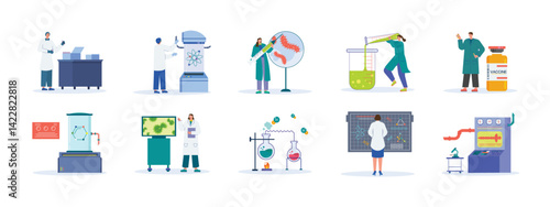 Laboratory illustration set. Flat vector illustration concept.