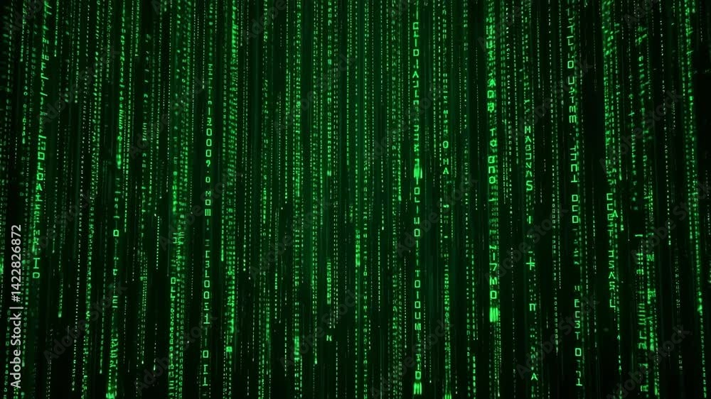 Falling Digital Letters in Green Abstract Stream Falling Digital Letters in Green Abstract Stream