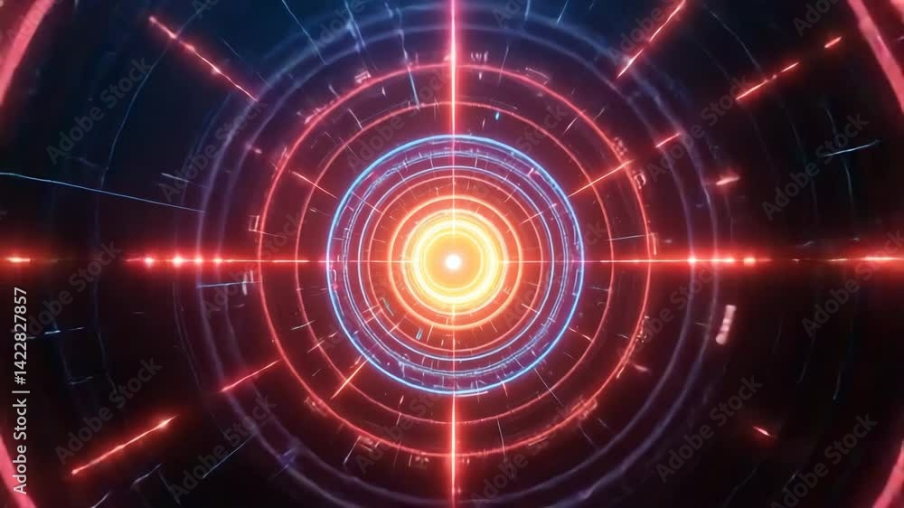 Abstract Glowing Rings Animation in Blue and Red Tones Abstract Glowing Rings Animation in Blue and Red Tones