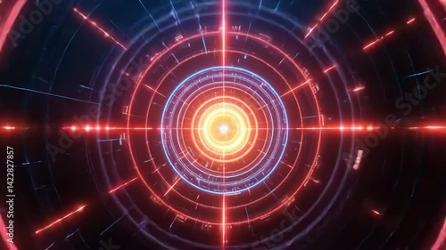 Wallpaper Mural Abstract Glowing Rings Animation in Blue and Red Tones Torontodigital.ca