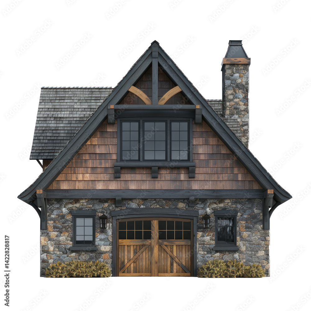 Carriage House front view full length isolate on transparency background Carriage House front view full length isolate on transparency background