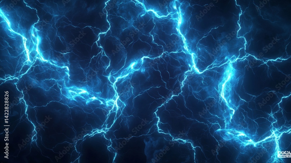 Stylized lightning storm pattern with multiple interlocking electric blue bolts, cell-shaded technique with bold outlines, arcade game visual style, dark cerulean background with light source Stylized lightning storm pattern with multiple interlocking electric blue bolts, cell-shaded technique with bold outlines, arcade game visual style, dark cerulean background with light source