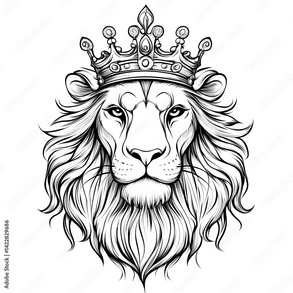 Obraz premium Abstract Lion Face in Symmetrical Lines