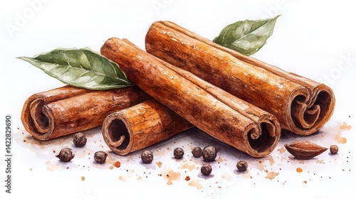 cinnamon sticks clipart watercolor illustration artistic illustration detailed illustration - image for design