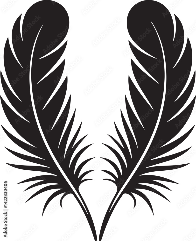 Obraz premium Elegant Black Feather Illustration - Premium Graphic Design Element for Creative Projects