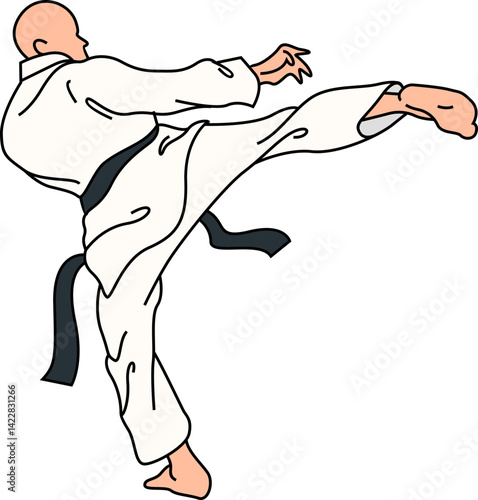 Karate Technique Pose Illustration