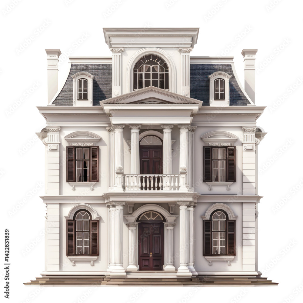 Fototapeta premium Georgian House isolate on transparency background