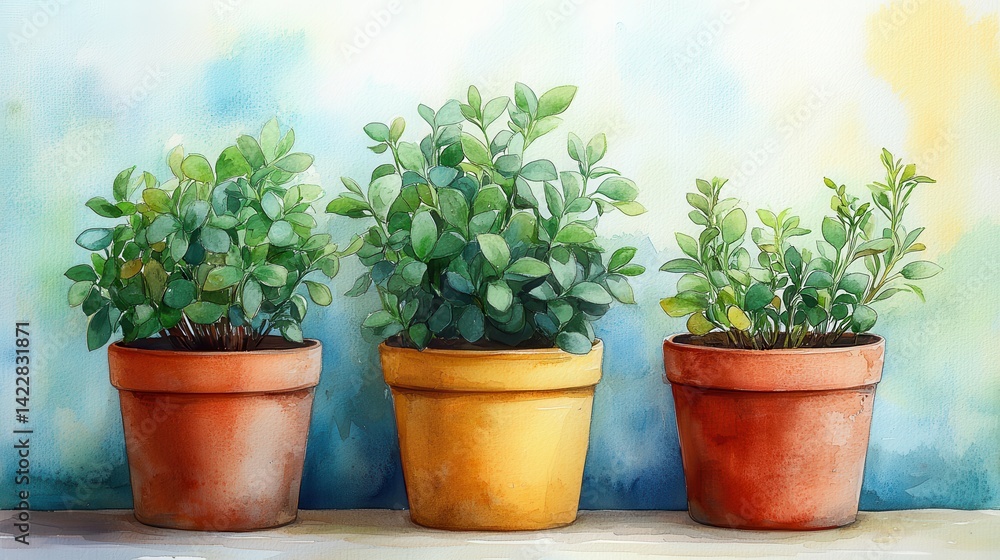 Obraz premium clay pot clipart watercolor illustration hand painted digital artwork - image for design