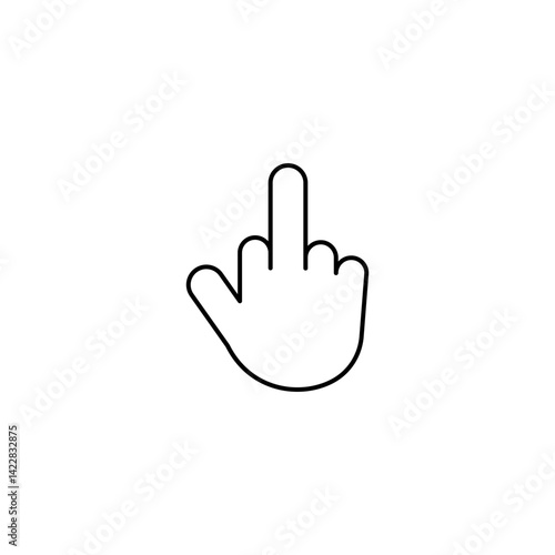 Simple hand icon with raised middle finger, Minimalist Middle Finger Icon