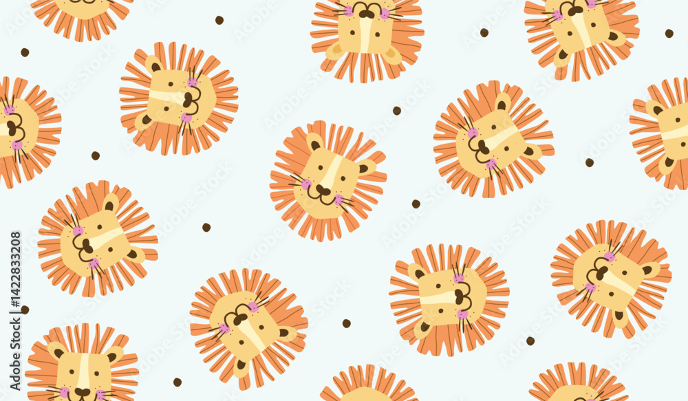 Cute lion pattern background vector design Cute lion pattern background vector design