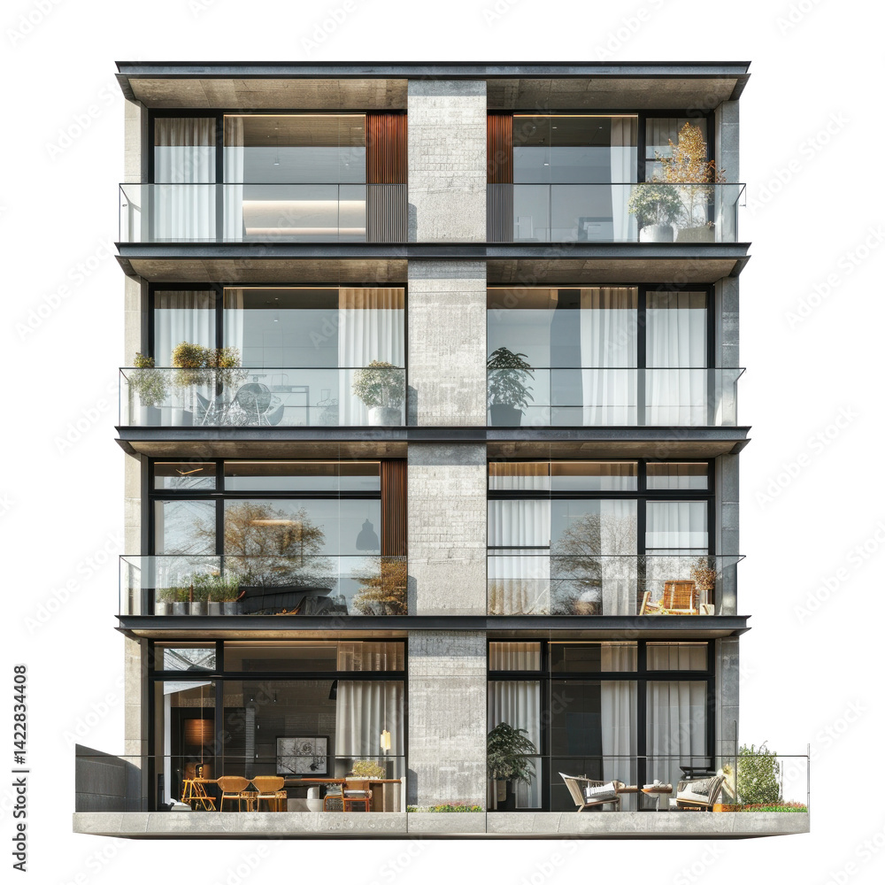 Fototapeta premium Apartment front view full length isolate on transparency background