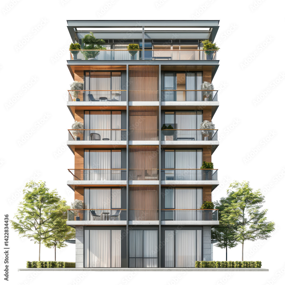Obraz premium Apartment front view full length isolate on transparency background