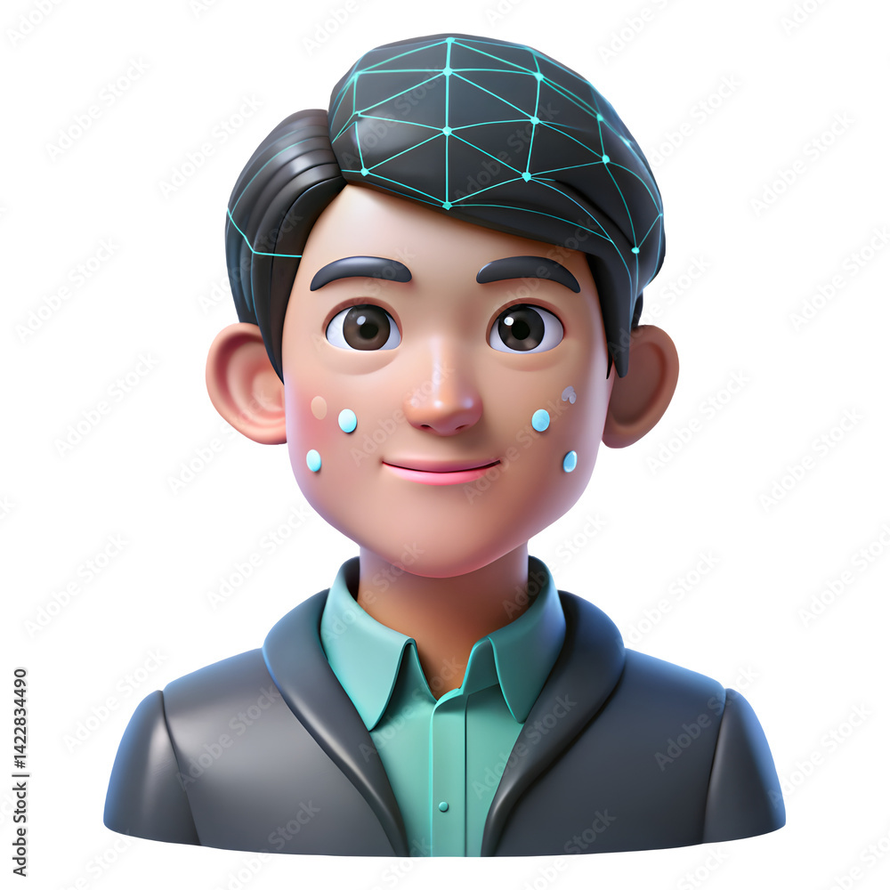 3D Avatar of a Young Man with Digital Network and Glowing Dots
3D Avatar of a Young Man with Digital Network and Glowing Dots