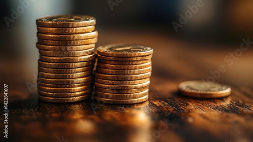 Wallpaper Mural coins stacked high illustrating financial success and freedom - image stock Torontodigital.ca