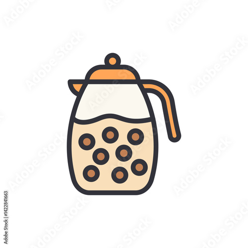Bubble tea colored icons, minimalist vector illustration ,simple transparent graphic element .Isolated on white background