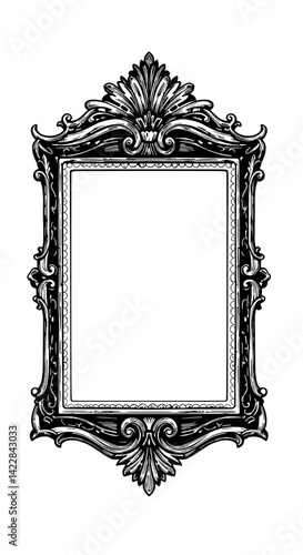 Exquisite Frame: An intricately detailed antique picture frame, showcasing classic elegance and timeless design, perfect for adding a touch of sophistication.
