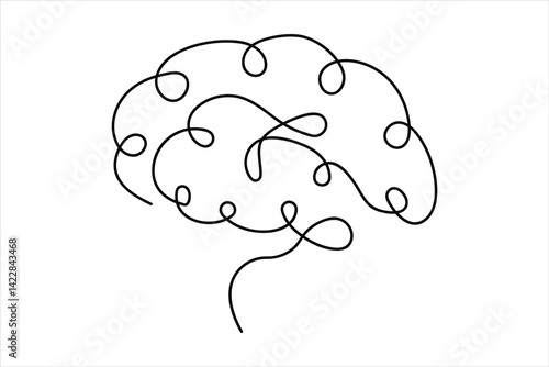One line art silhouette brain design, Logo design, Hand drawn minimalism design