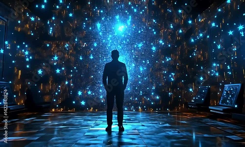 Silhouette in a Quantum Chamber Exploring Dimensional Realities with Holographic Essence