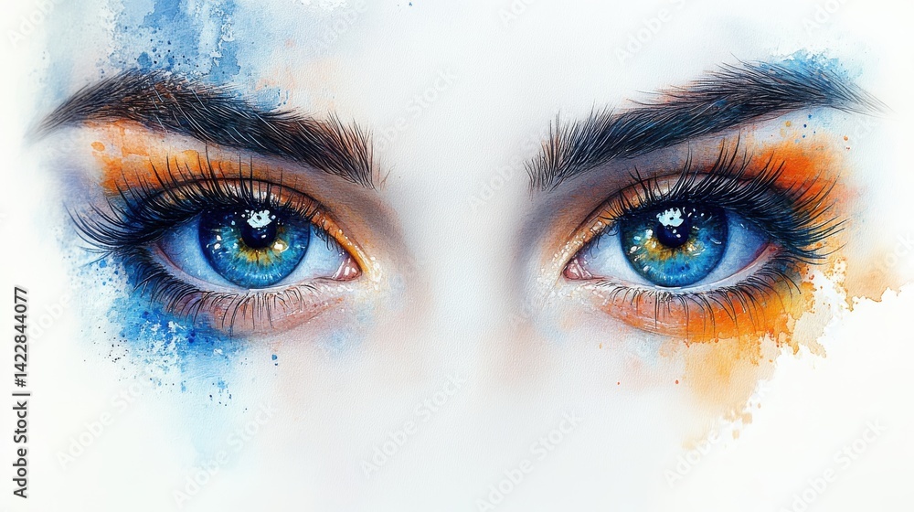 Fototapeta premium colorful eyes clipart watercolor illustration artistic illustration detailed illustration - image for design