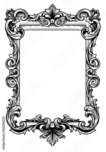 Ornate Baroque Frame: A meticulously detailed vintage frame, showcasing elaborate baroque-style ornamentation. This timeless design with exquisite detail for elegant display.