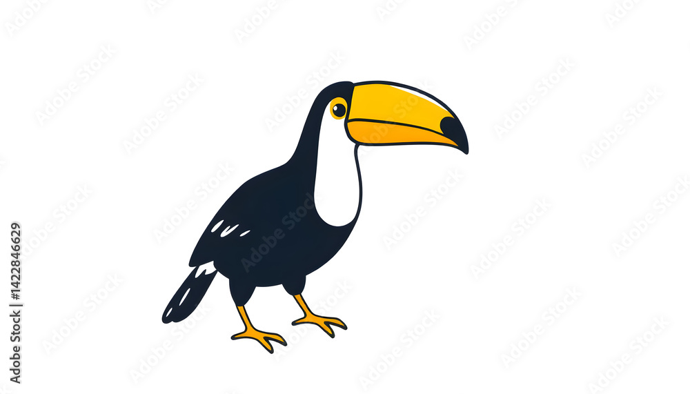 Fototapeta premium Illustration of a Standing Toucan Bird with Large Beak