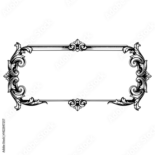Elegant Vintage Frame: A meticulously detailed, antique-style frame with ornate flourishes, perfect for adding a touch of classic elegance to any design.
