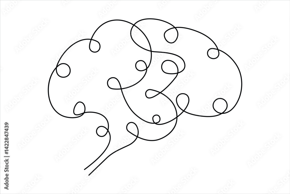 One line art silhouette brain design, Logo design, Hand drawn minimalism design One line art silhouette brain design, Logo design, Hand drawn minimalism design