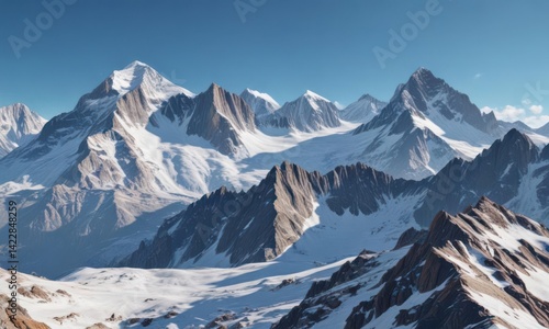 Wallpaper Mural Rocky mountain range, snow-capped peaks, clear blue sky, range, view Torontodigital.ca