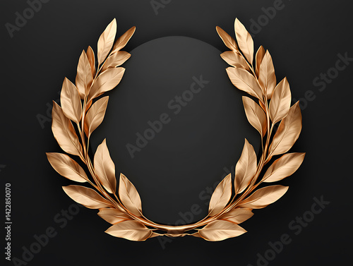 Honorary laurel wreath display artistic presentation decorative element elegant setting close-up view achievement symbol
