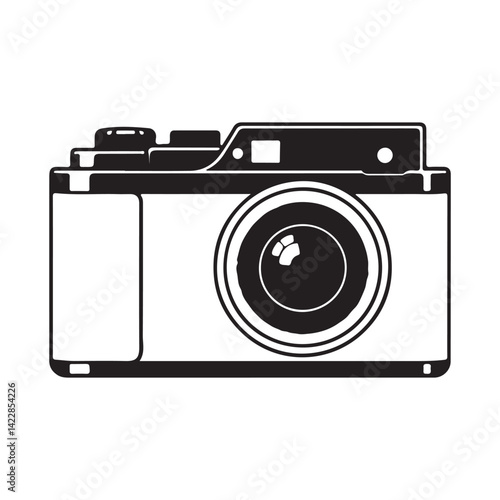 Vintage Camera Icon - Black and White Photography Symbol