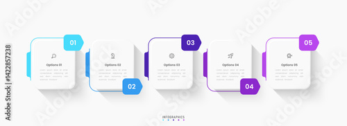 Vector Infographic label design template with icons and 5 options or steps. Can be used for process diagram, presentations, workflow layout, banner, flow chart, info graph.