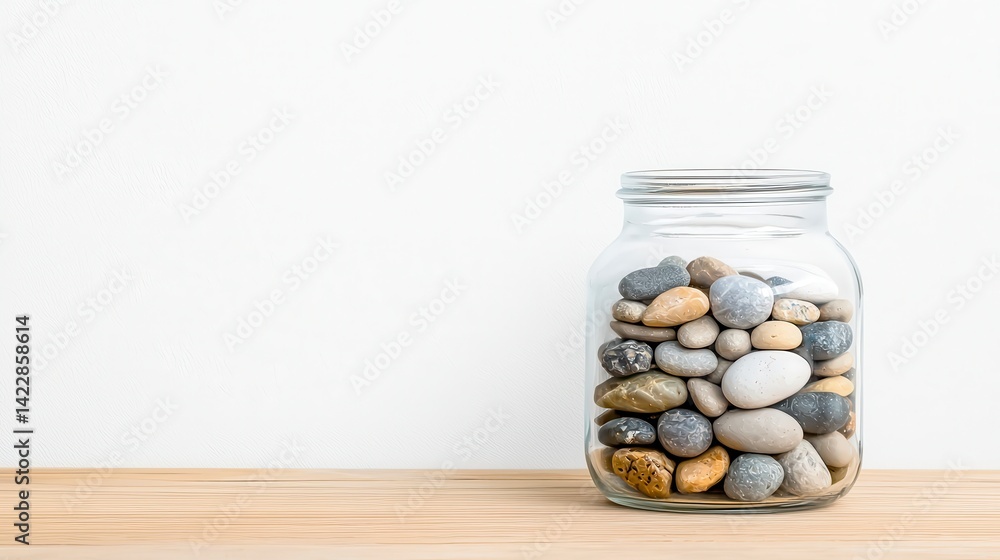 Glass Jar with Colorful Pebbles Glass Jar with Colorful Pebbles