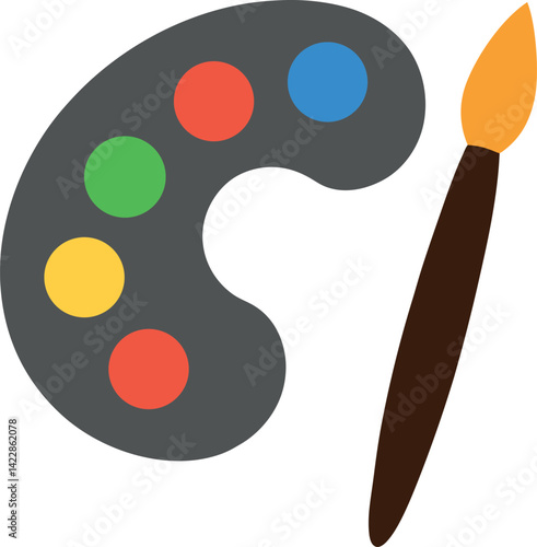 palette with brushes and paints