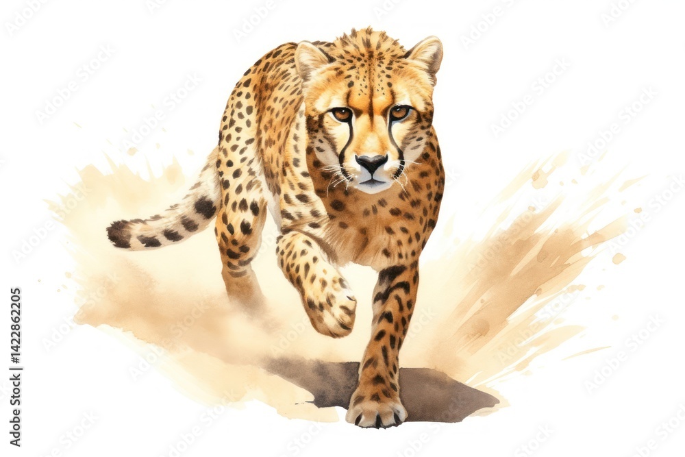 Fototapeta premium Illustration of cheetah running wildlife panther leopard.