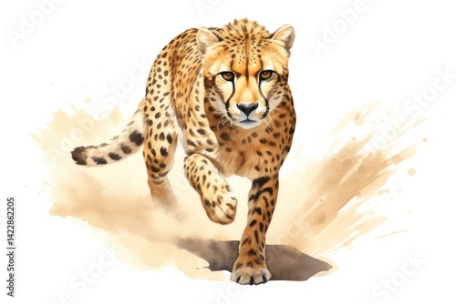 Illustration of cheetah running wildlife panther leopard.