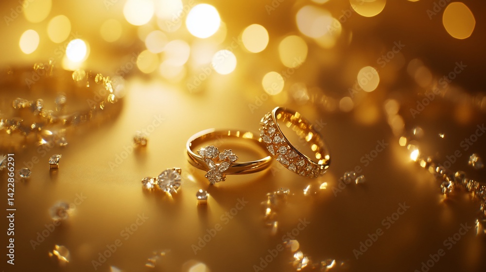 Luxury Diamond Rings and Bracelet: Golden Sparkle Luxury Diamond Rings and Bracelet: Golden Sparkle