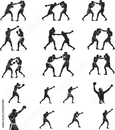 Wallpaper Mural Boxing players silhouettes Torontodigital.ca