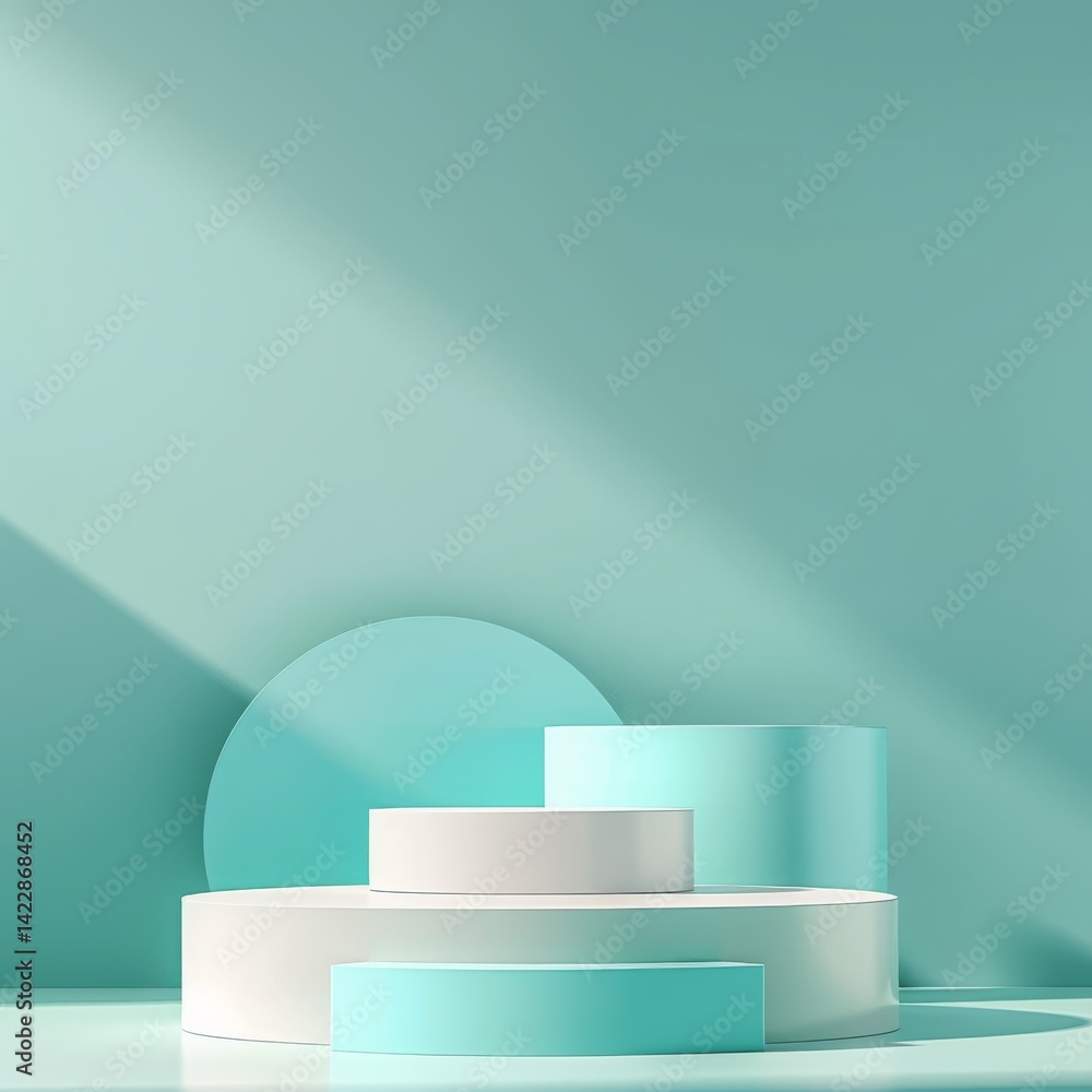 Abstract Minimalist Product Display with Cylindrical Platforms Abstract Minimalist Product Display with Cylindrical Platforms