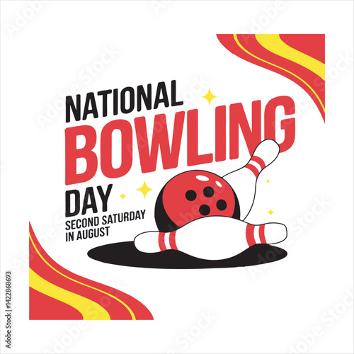 National Bowling Day Celebration Vector Design,Bowling Tournament Poster Template,Bowling Ball and Pins Sports Illustration,Retro Bowling Alley Event Banner,Bowling Championship Promotional Design