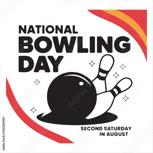 National Bowling Day Celebration Vector Design,Bowling Tournament Poster Template,Bowling Ball and Pins Sports Illustration,Retro Bowling Alley Event Banner,Bowling Championship Promotional Design