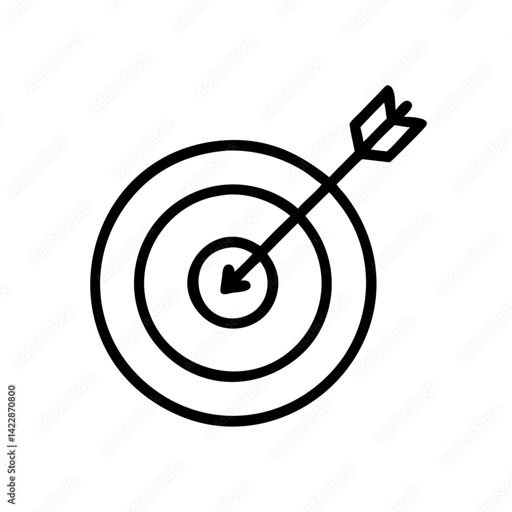 Target icon illustration, symbol of goal setting and achievement, minimalist design, monochrome style Target icon illustration, symbol of goal setting and achievement, minimalist design, monochrome style