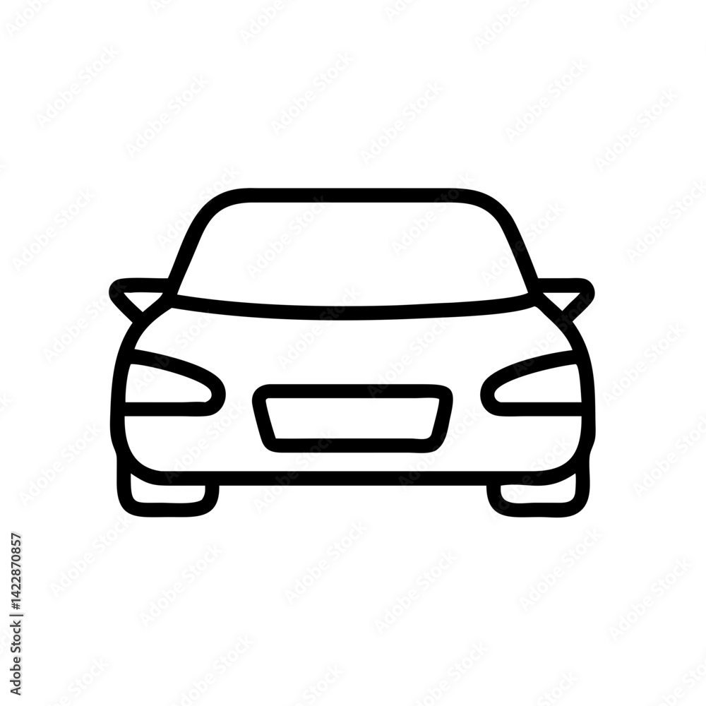 Car icon in minimalist style on a white background Car icon in minimalist style on a white background
